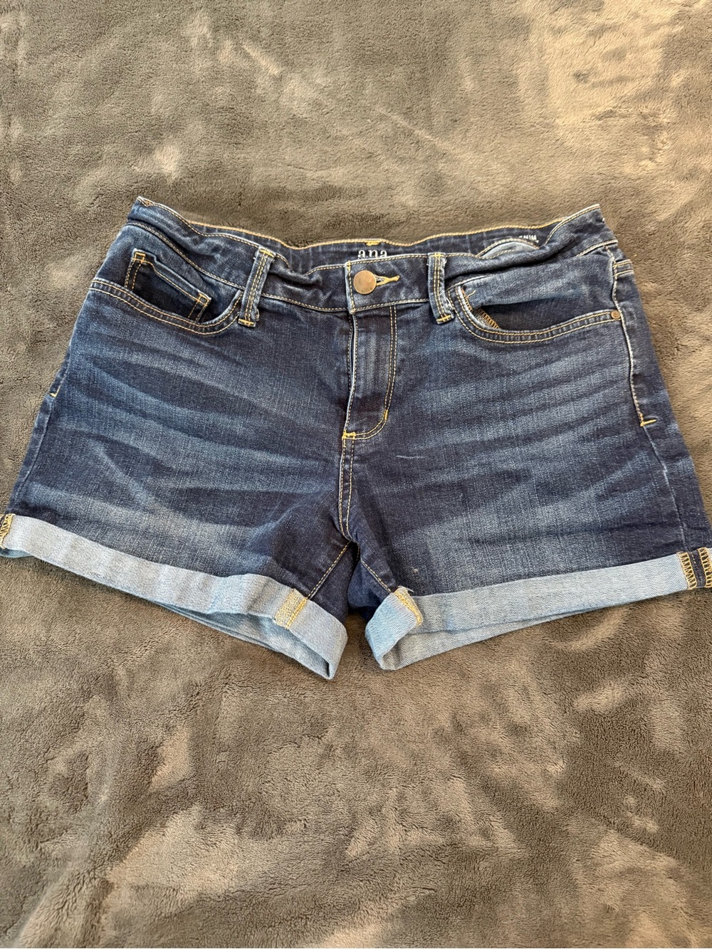 Classic Dark Blue Denim Cuffed Women's Shorts